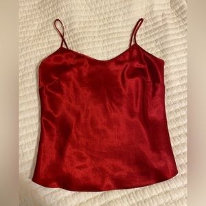 Red satin blouse